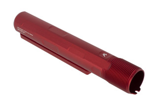 Strike Industries 7-position advanced receiver extension with red finish features an extended nose for easy alignment